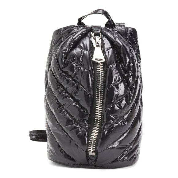 AIMEE KESTENBERG Black Patent Leather Ski Puffer Tamitha Backpack